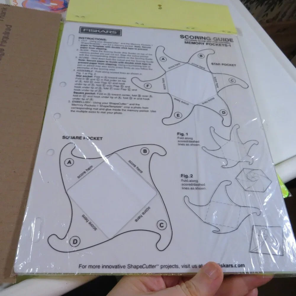 FISKARS “Shape Template” (4) Envelope #1, #2, Memory Pockets, Box #3